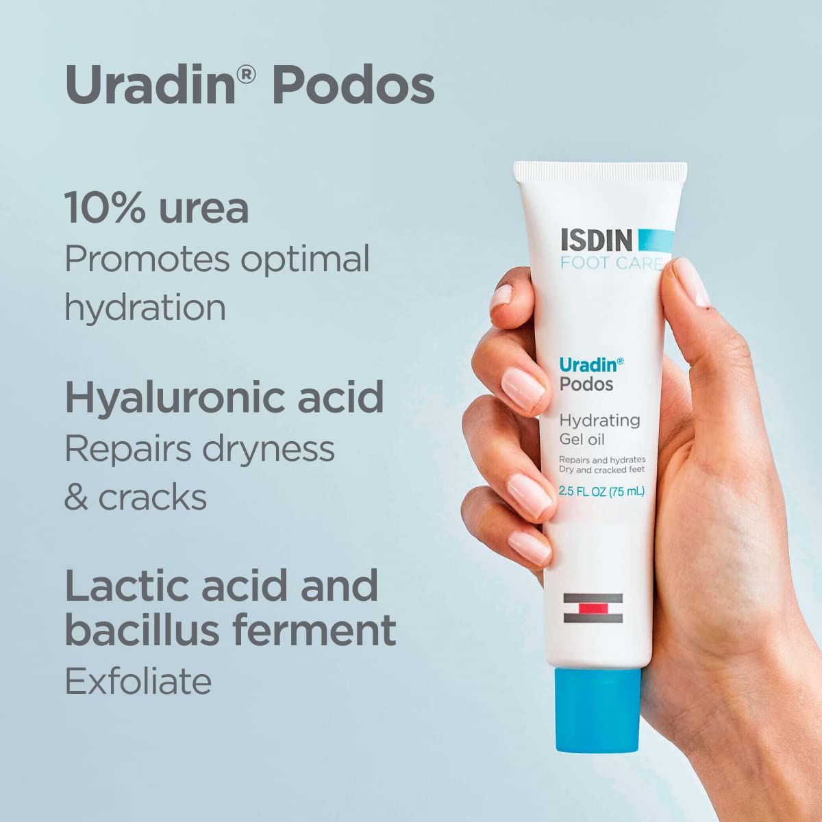 Isdin Uradin Podos tube cap and nozzle design