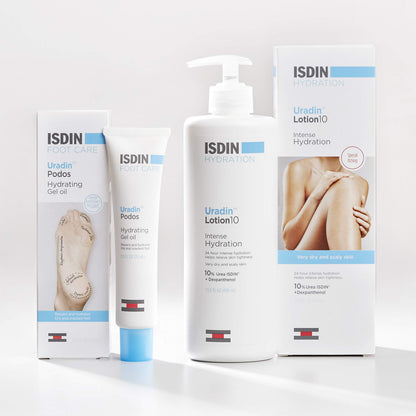 Travel friendly two point five fluid ounce tube of ISDIN intensive foot gel