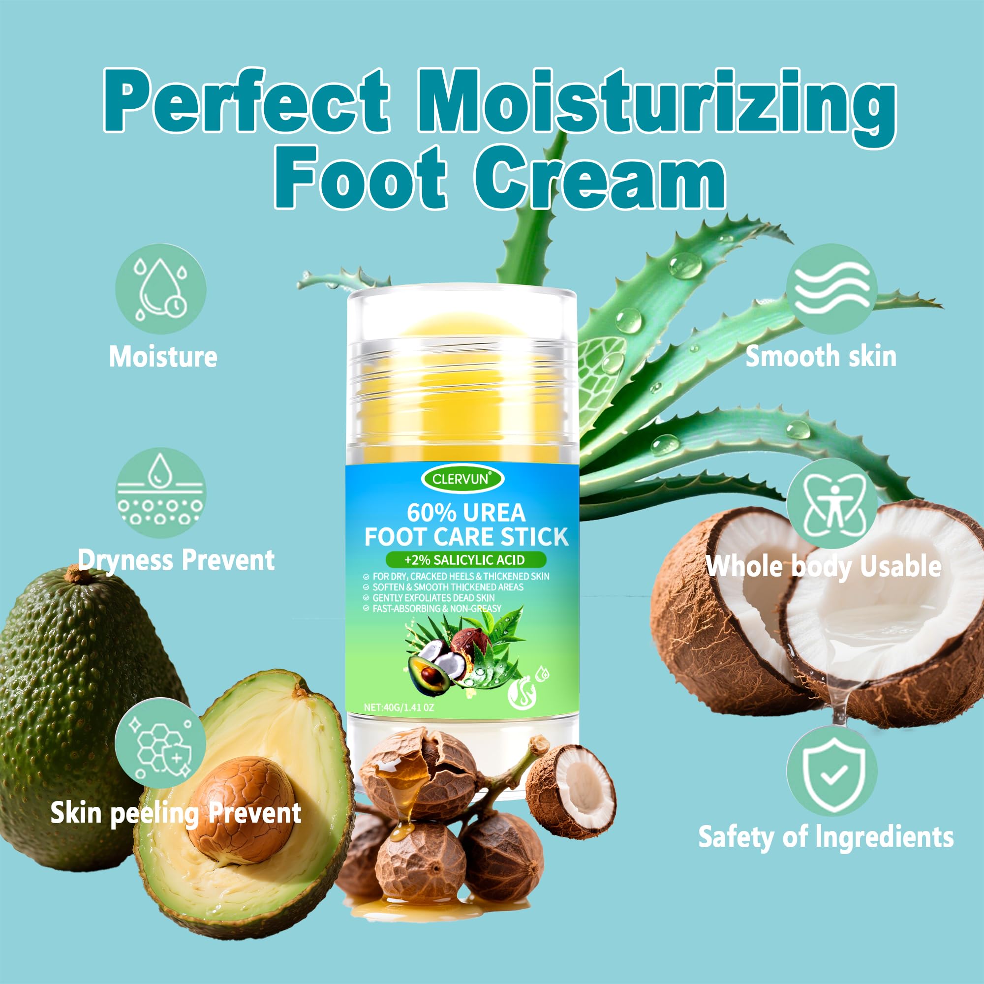 Clervun maximum strength urea stick with salicylic acid for cracked heels
