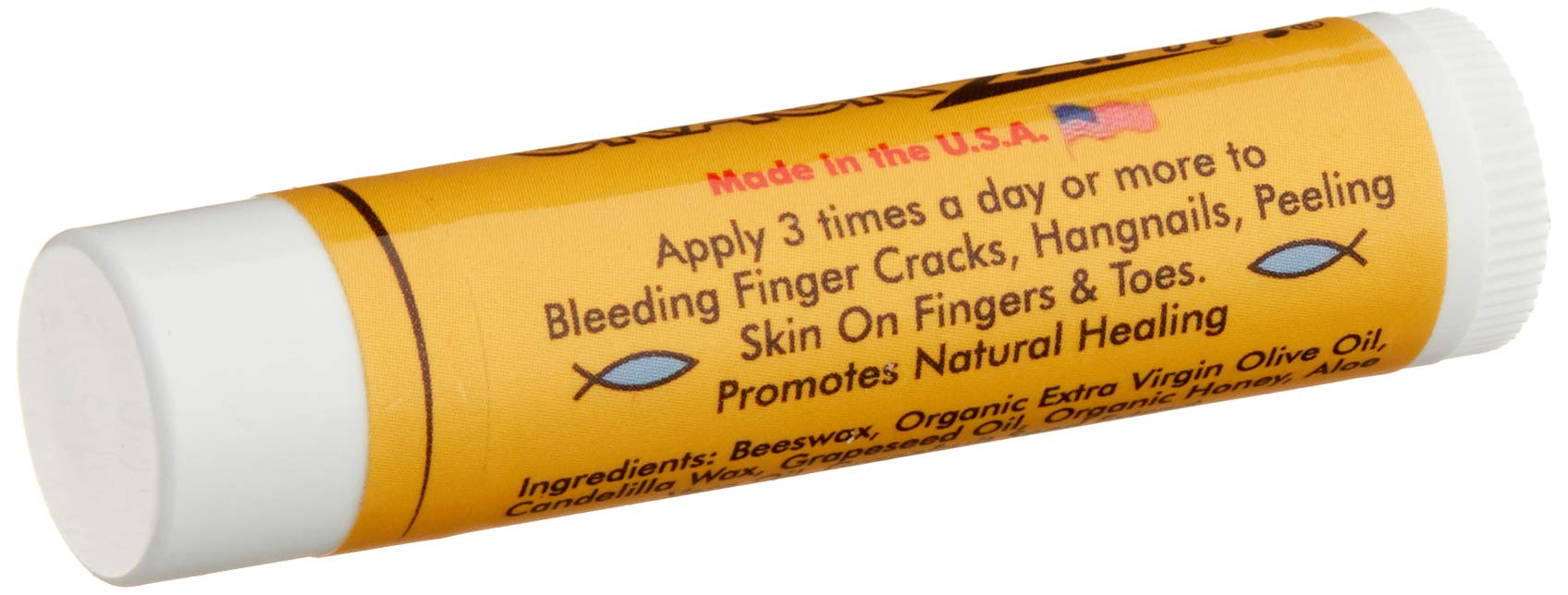 Small single tube of CrackZapIt! natural ointment for split fingertips and dry heels.