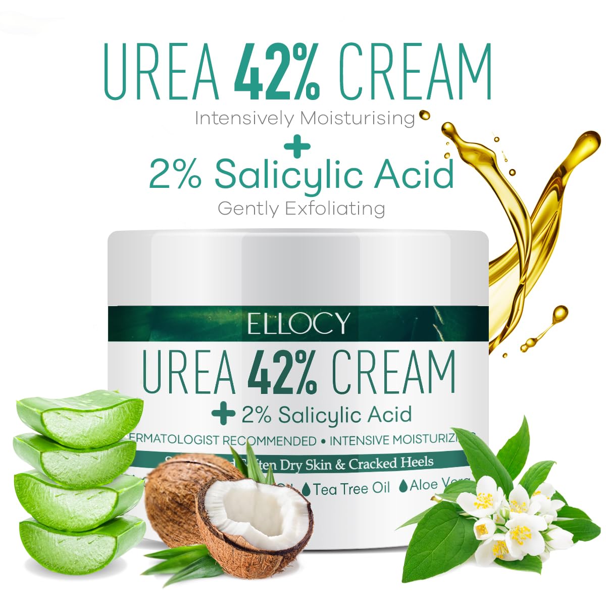 Ellocy salicylic acid and urea cream back label displaying ingredient list and usage instructions