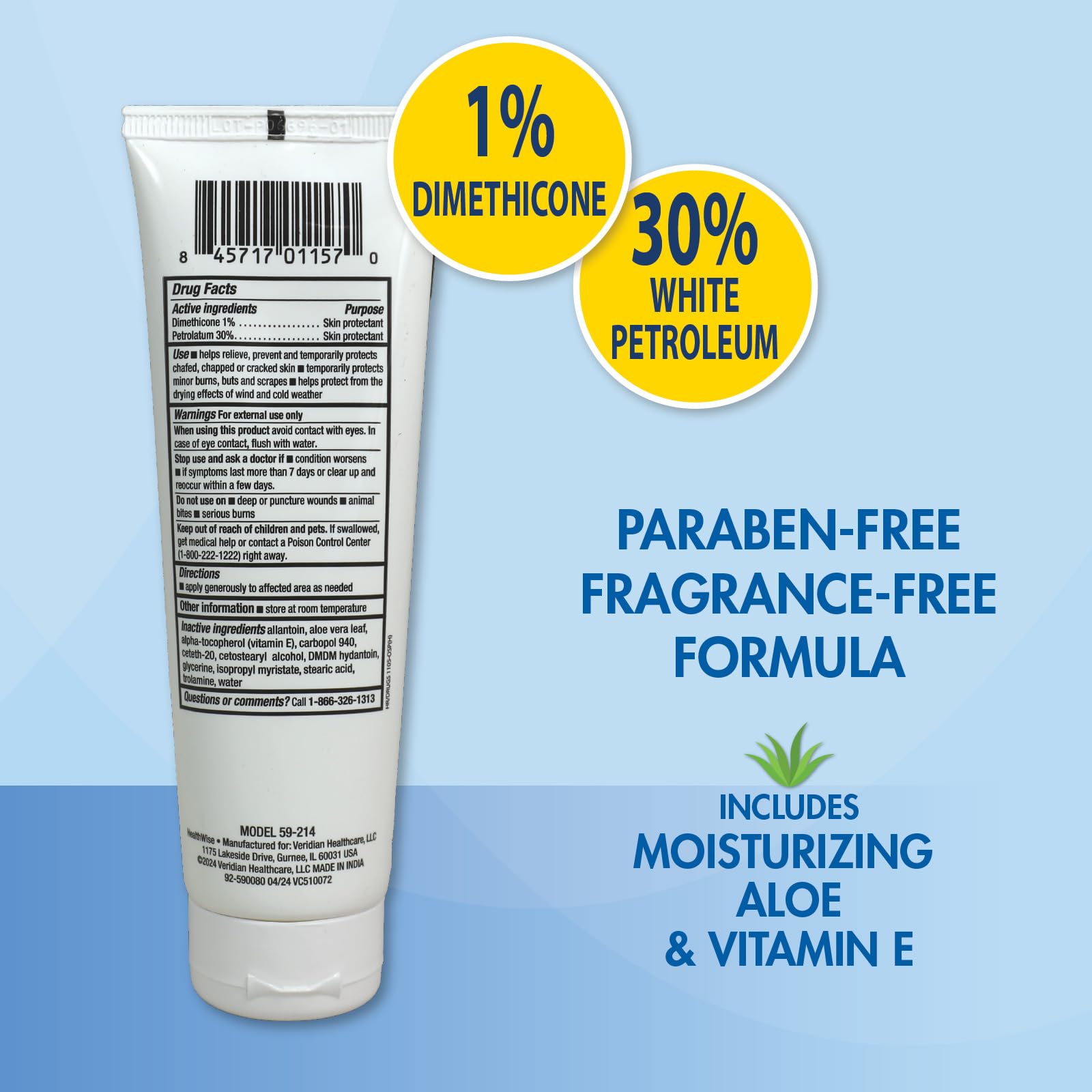 Back label of HealthWise medicated foot cream detailing warnings and application instructions.