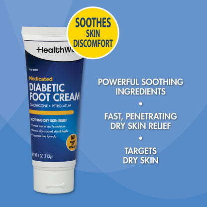 Odor free and paraben free diabetic skin protectant cream packaging details.