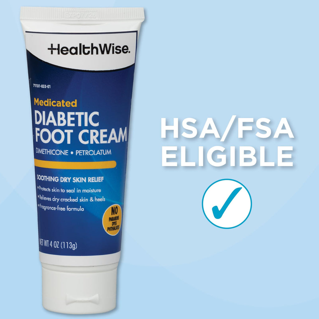 Lifestyle arrangement of HealthWise foot cream with wellness accessories