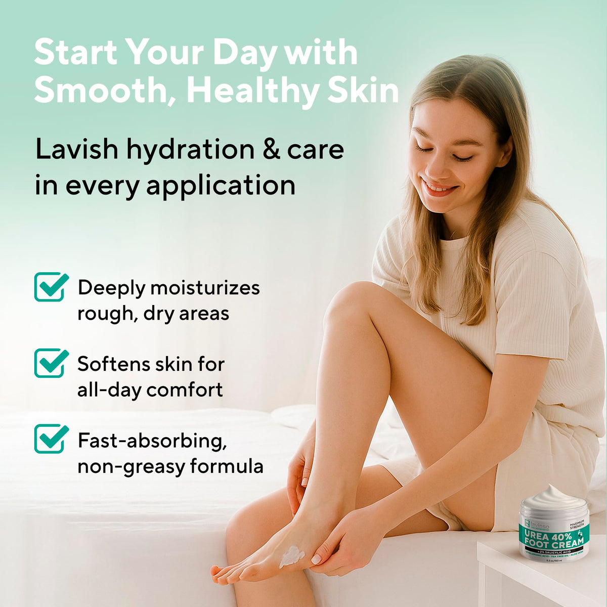 Lavinso foot care cream showing five point three ounces net quantity