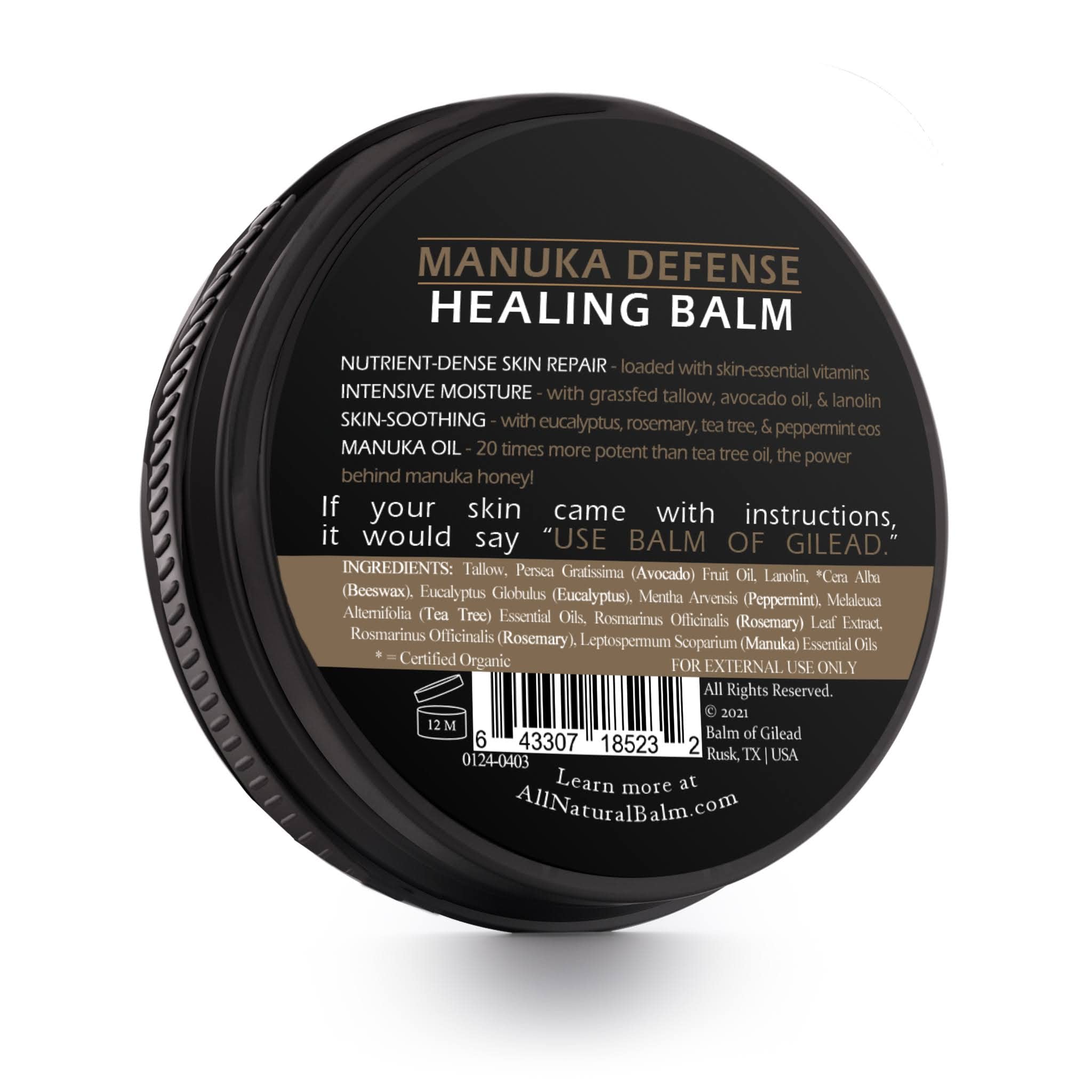 Balm of Gilead Tea Tree Balm texture close up highlighting the natural ointment consistency for cracked skin.