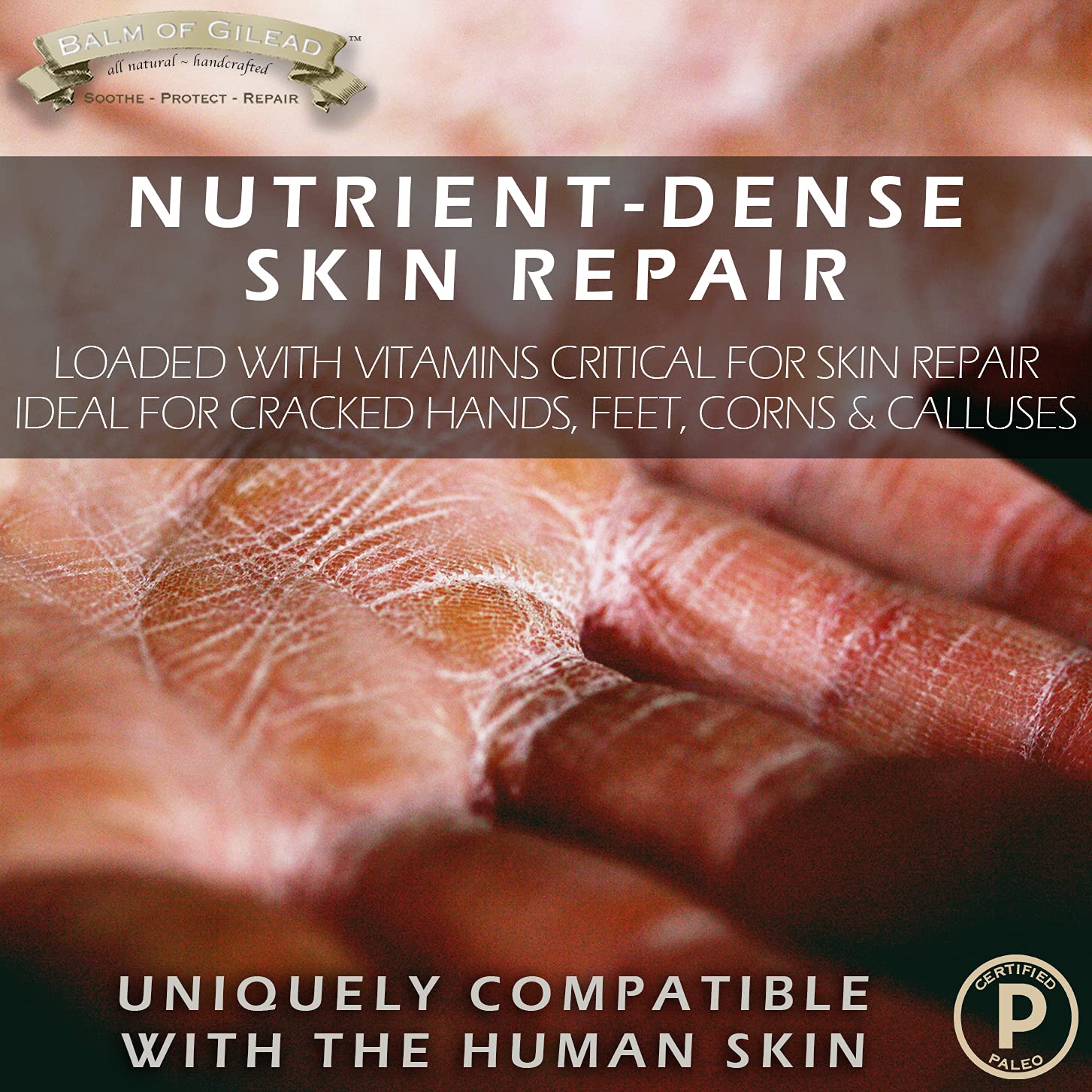 Side profile of Balm of Gilead intensive moisturizing cream container displaying the clean chemical free formula.