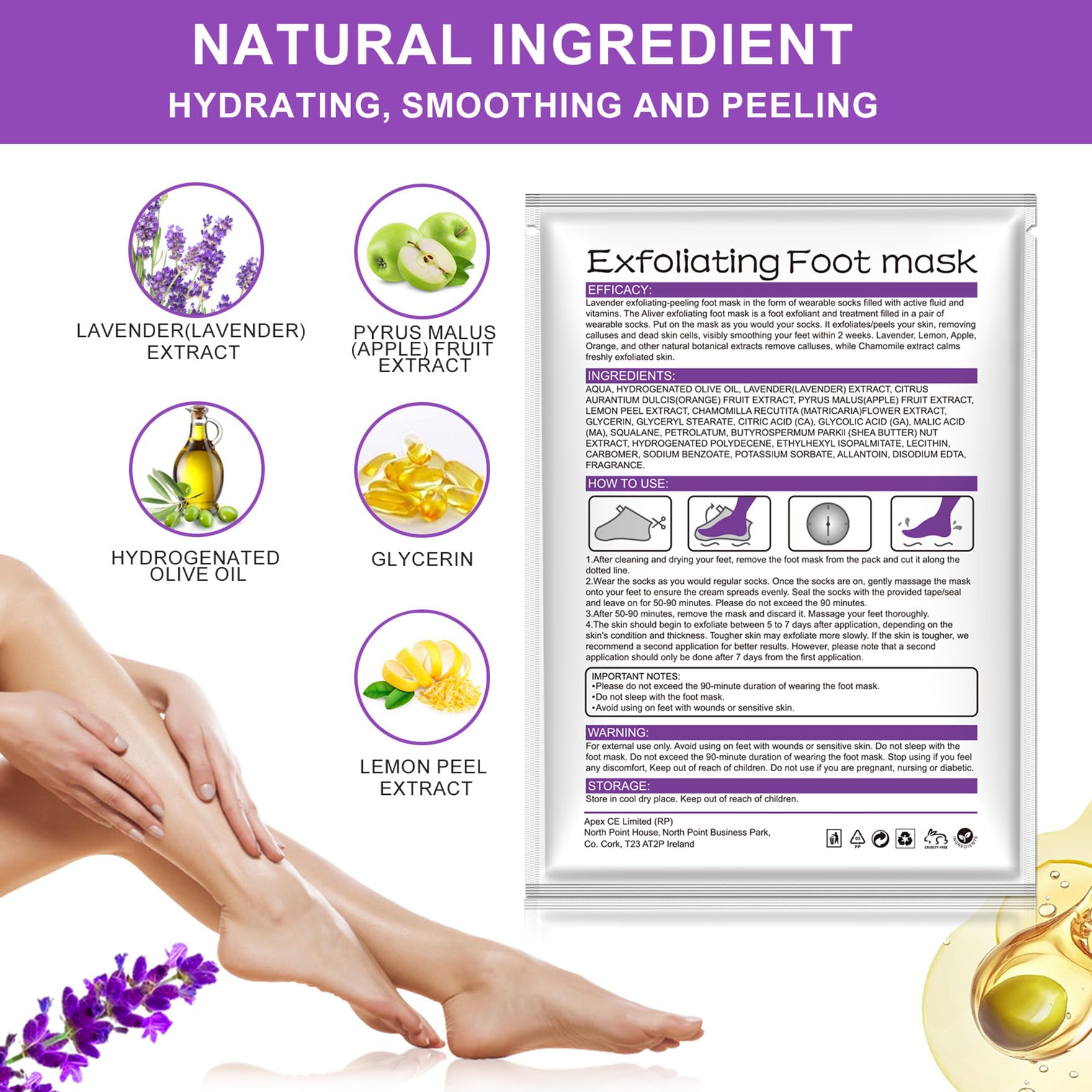 Aliver foot peeling treatment before and after results on cracked heels.