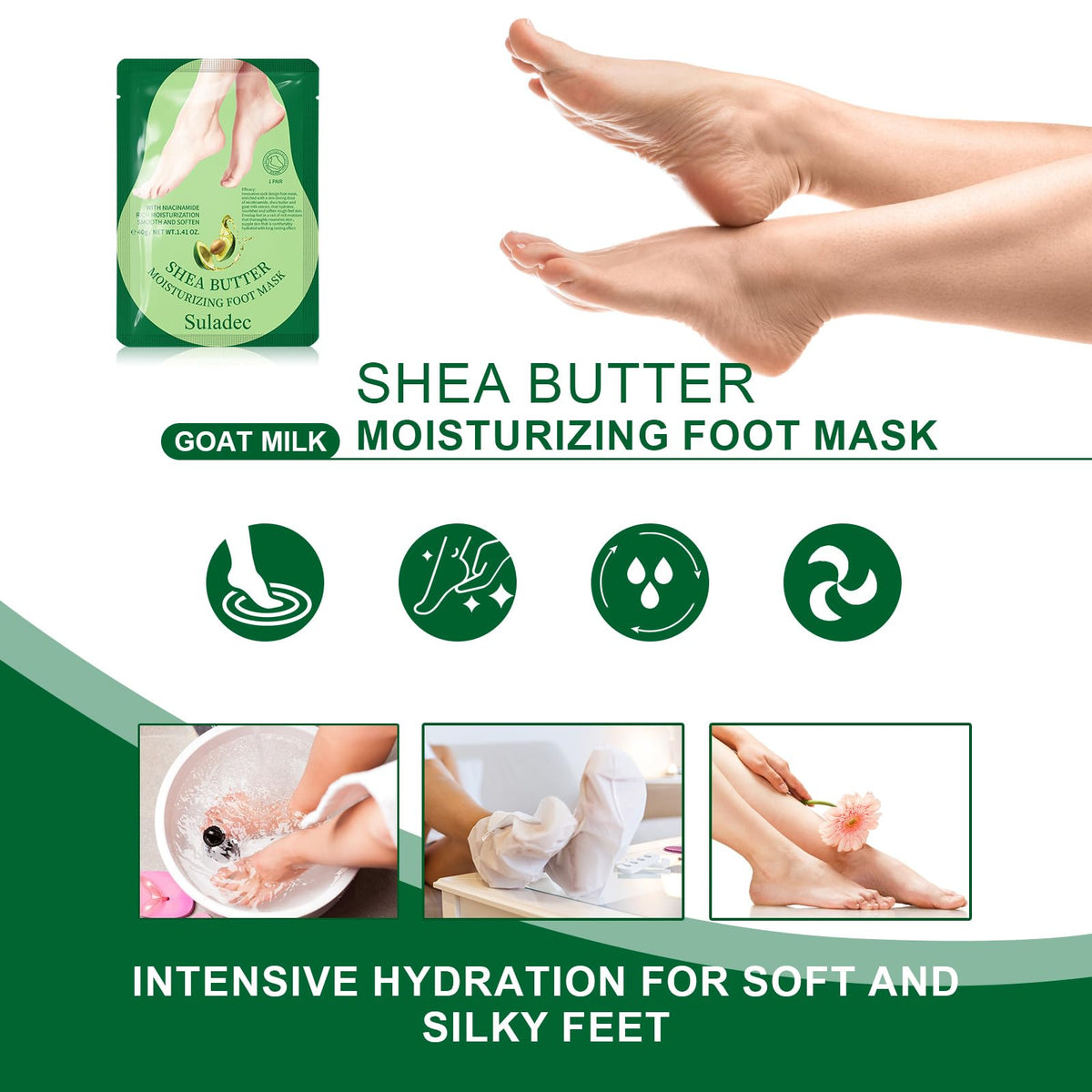 Side profile of moisturizing foot mask packaging design