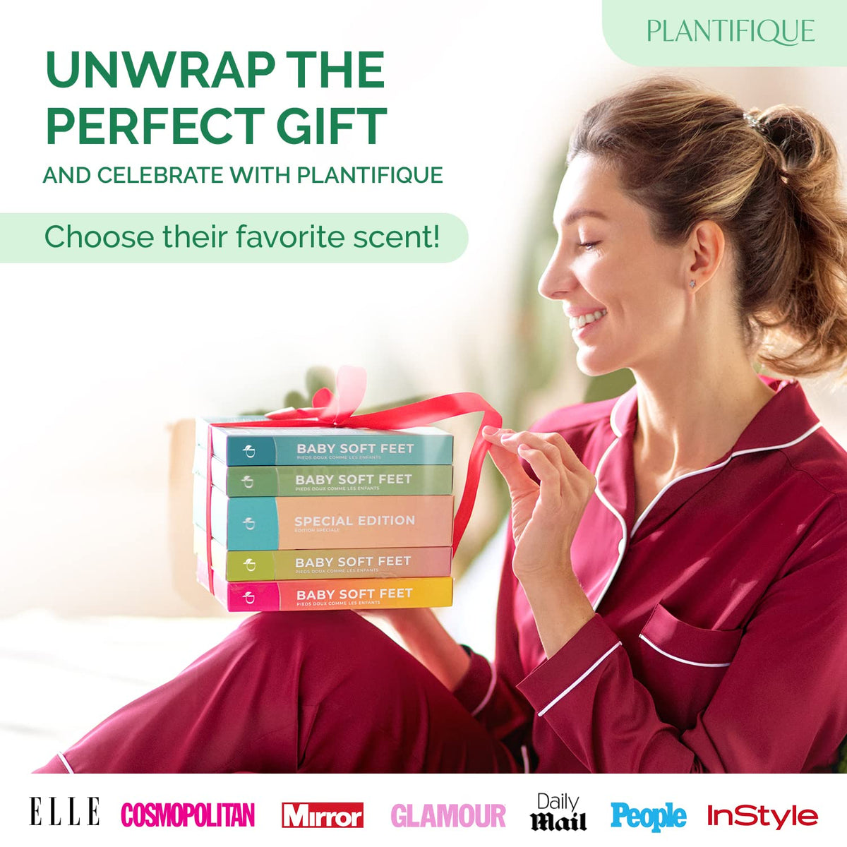 Back of Plantifique foot peeling mask package with instructions