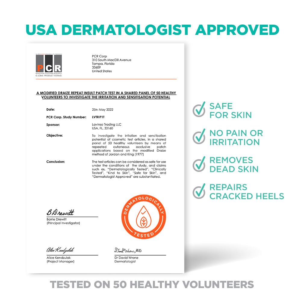 Lavinso foot peel mask application on dry feet for callus removal