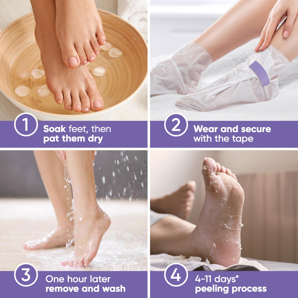 Célor lavender exfoliating foot booties in box