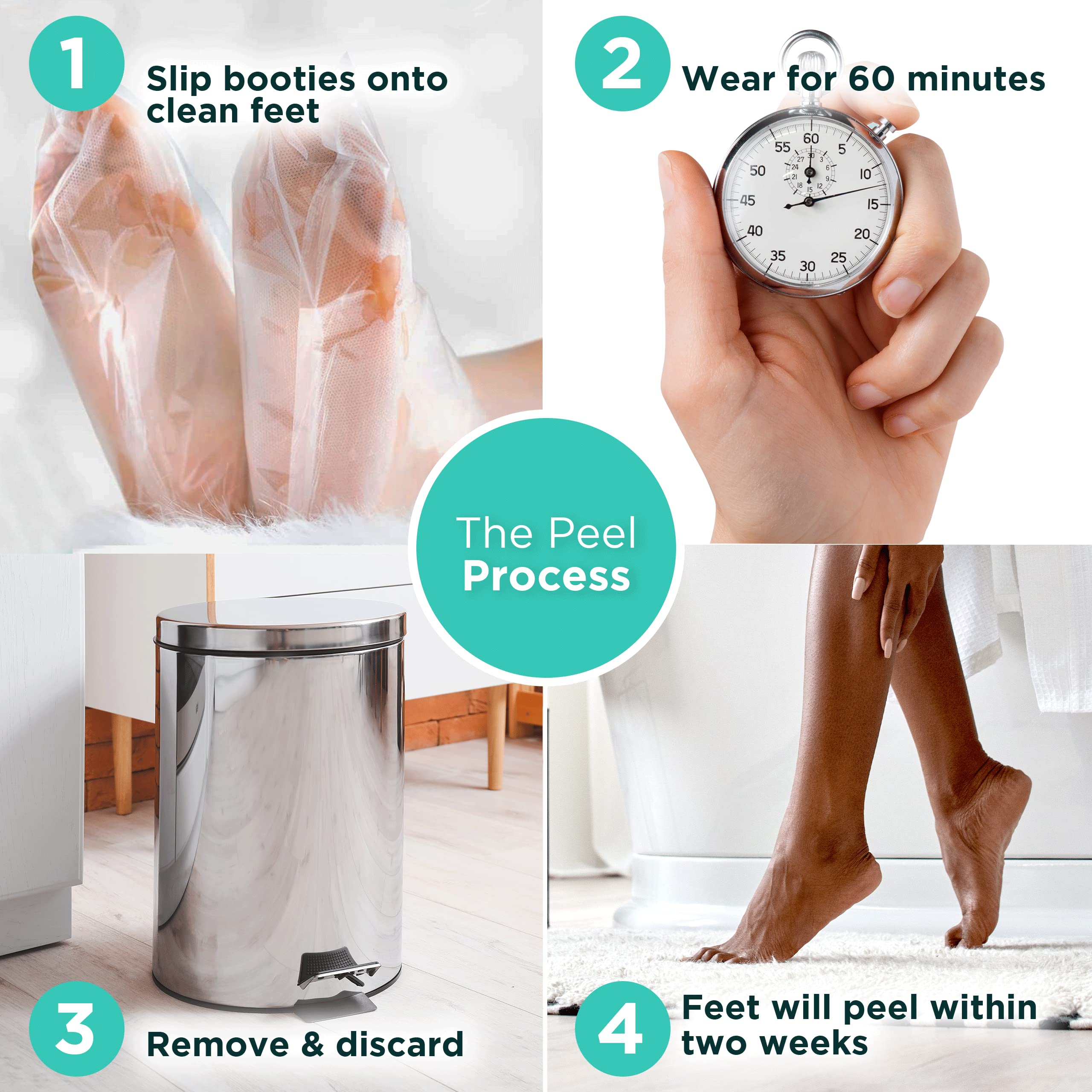 Dermora exfoliating socks being worn for dead skin removal.