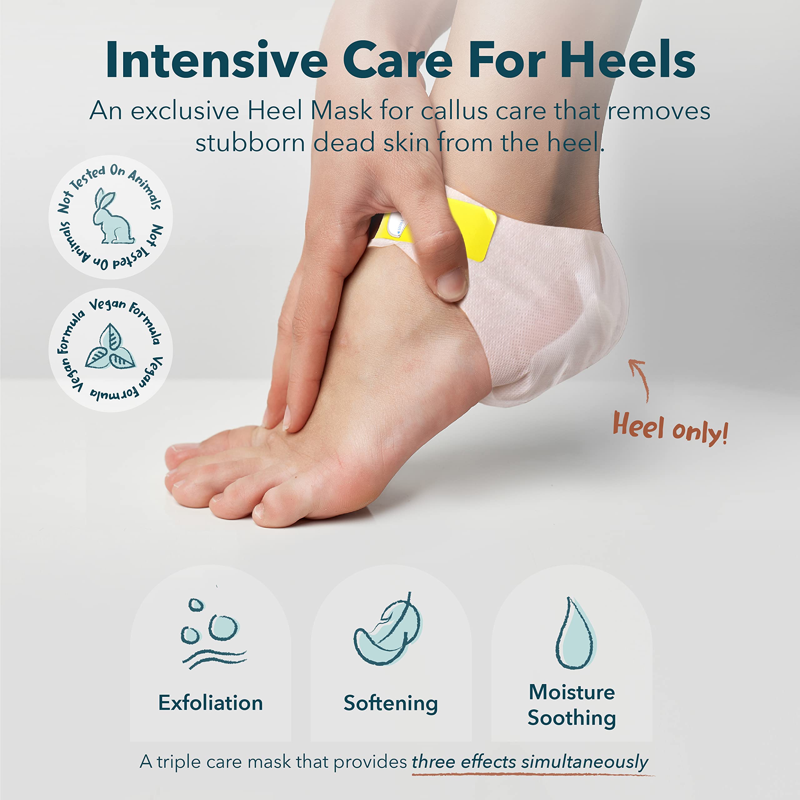 Purederm heel peeling mask being applied to a dry heel