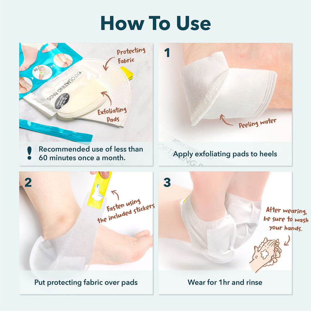 Purederm Exfoliating Heel Mask demonstrating secure fit on heel area