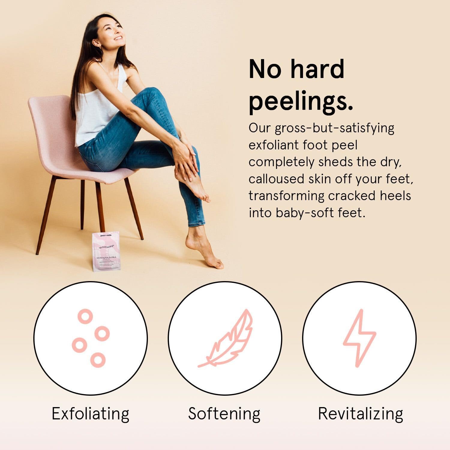 Grace & Stella exfoliating foot mask booties for dead skin removal