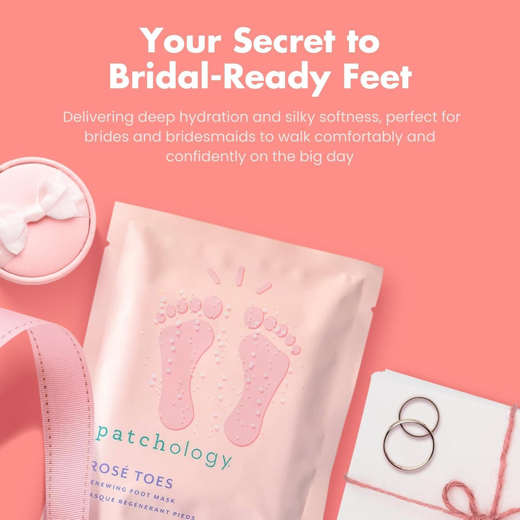 Patchology Rosé Toes retail box and single pair layout