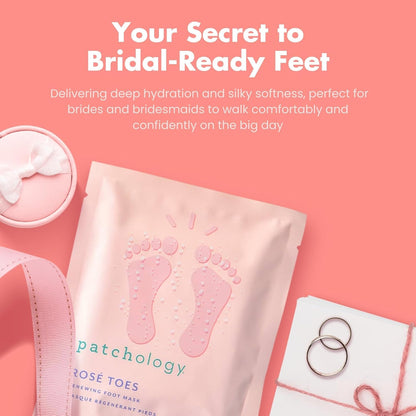 Patchology strawberry rosé scented moisturizing booties for home pedicure.