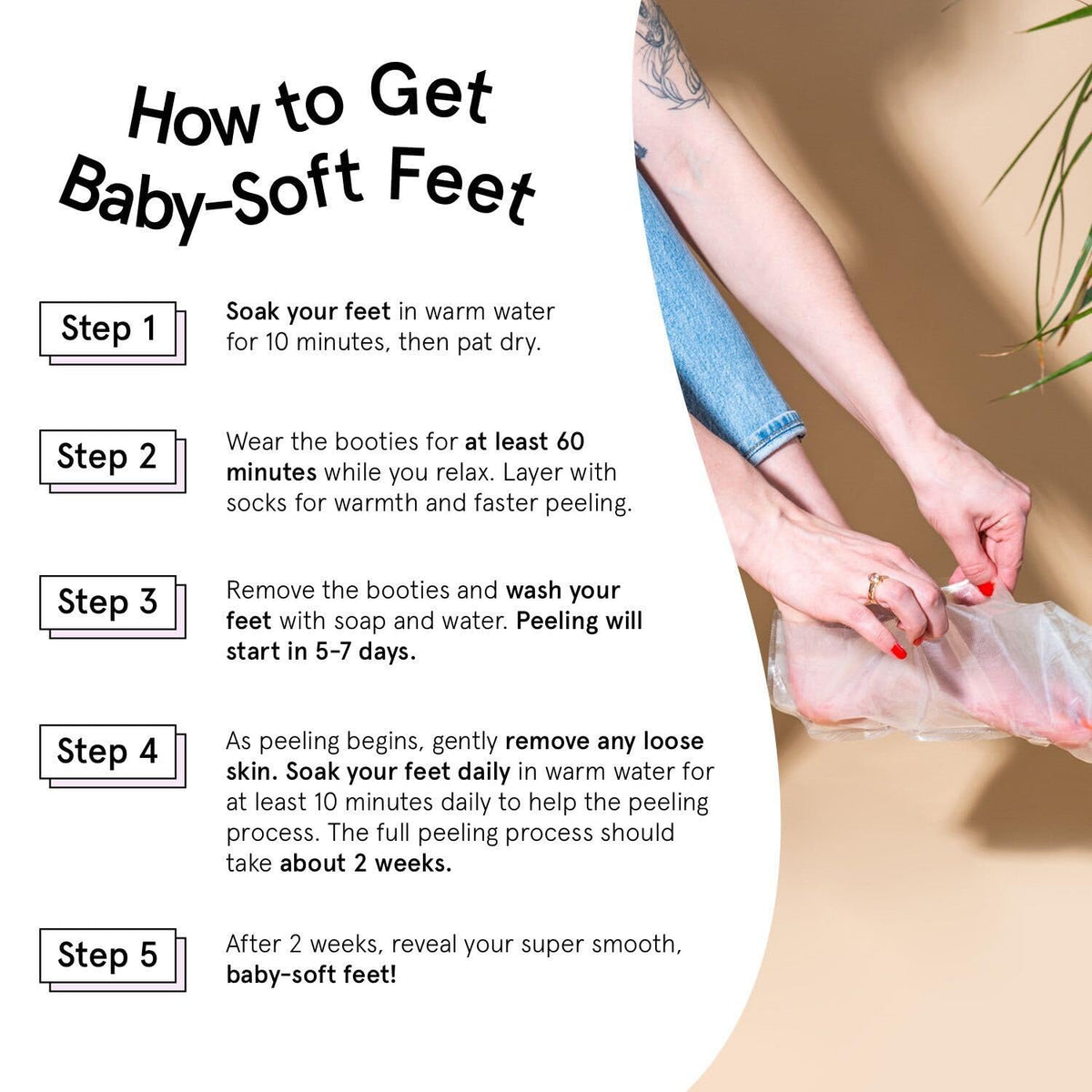 Grace And Stella award winning foot peel mask lifestyle application view