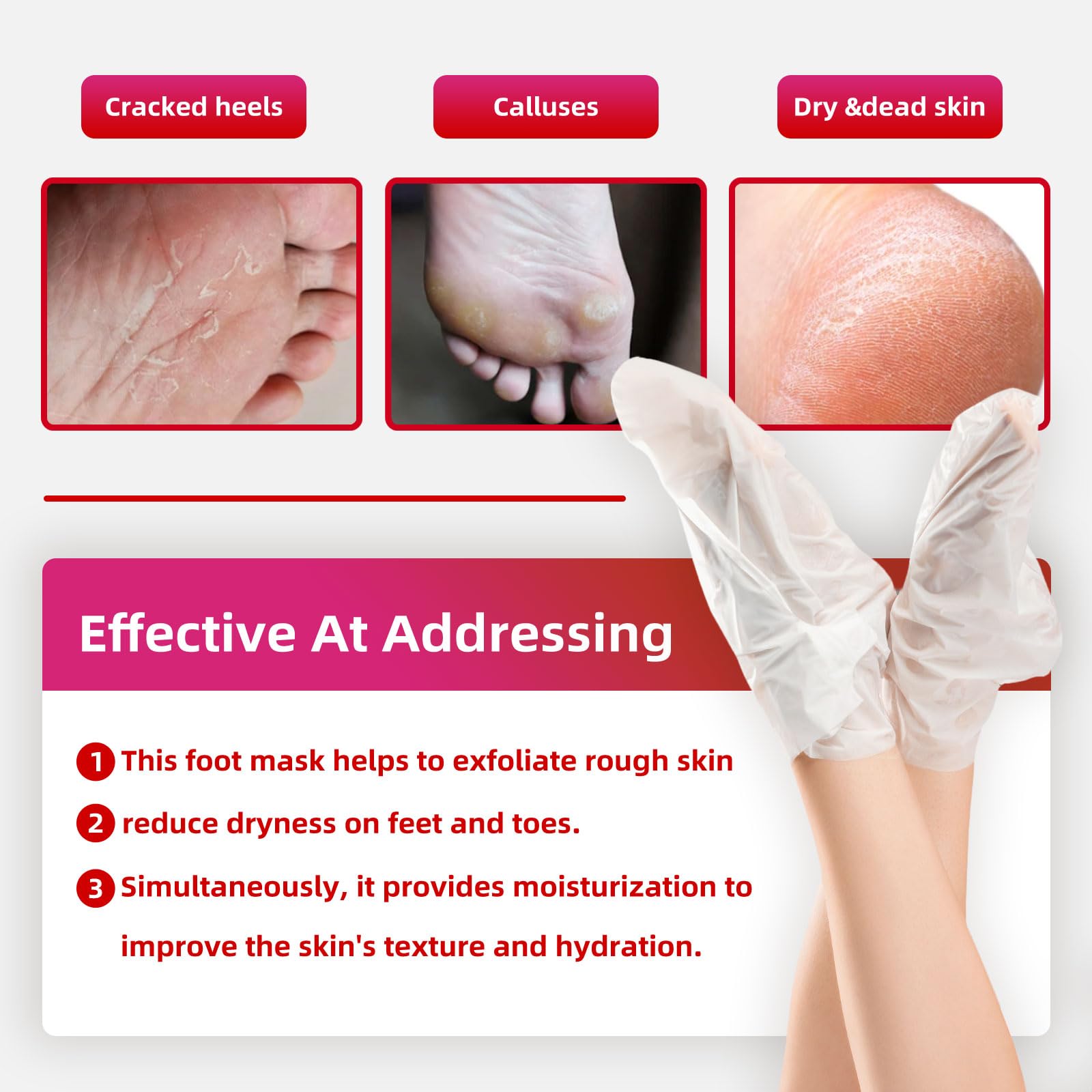 Sumetact foot peeling socks application process visual guide