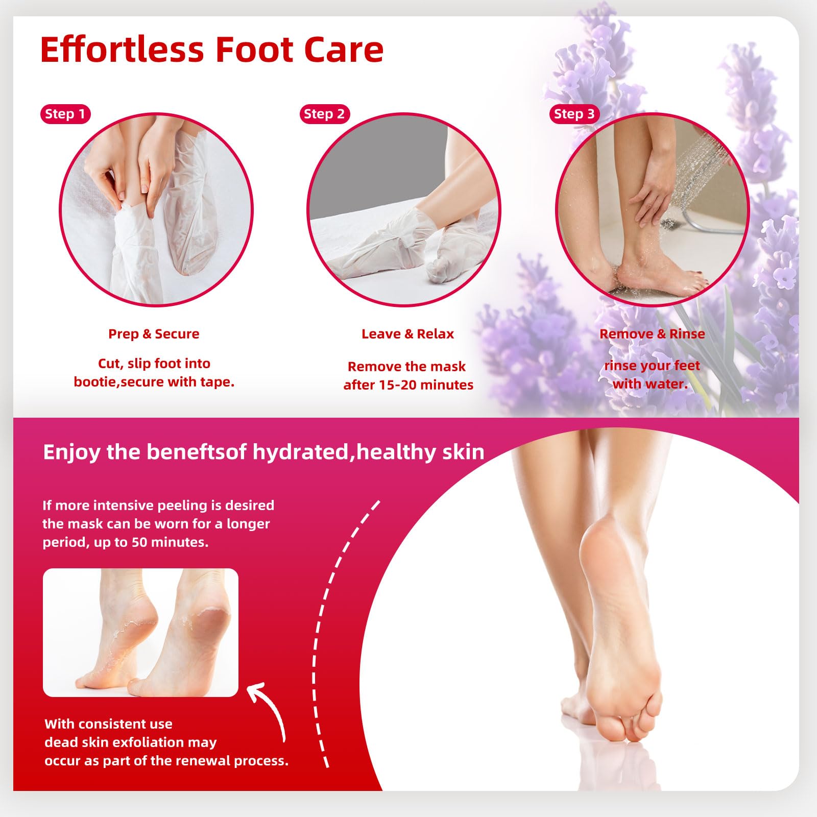 Before and after results of exfoliating fruit acid foot treatment