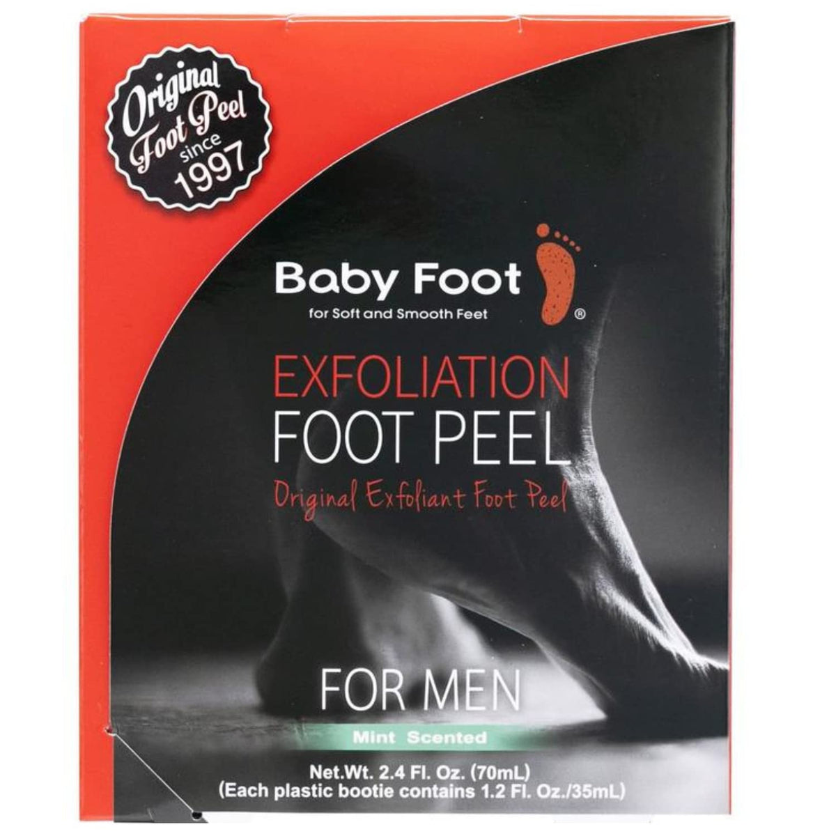 Baby Foot Exfoliation treatment box close-up of brand logo
