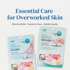 Epielle moisturizing sock booties laid out in a six pack