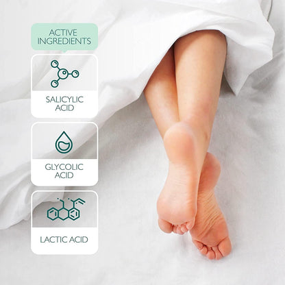 Close up of the botanical ingredients list on the Patchology foot peel box.