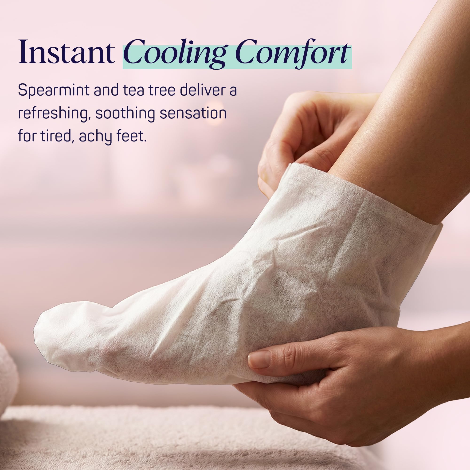 Back of SpaLife foot sockies packaging showing ingredients and usage instructions