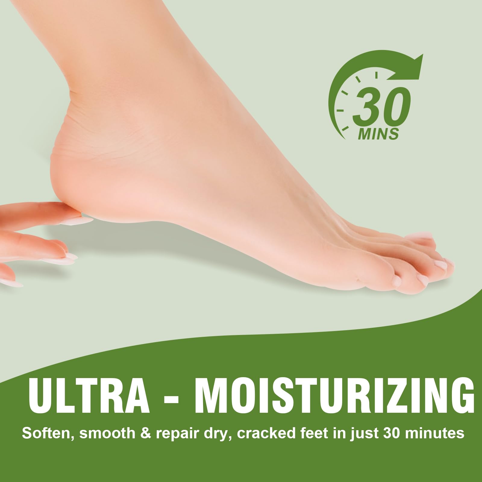 Wearable hydrating socks for cracked heel treatment showcasing secure adhesive tabs
