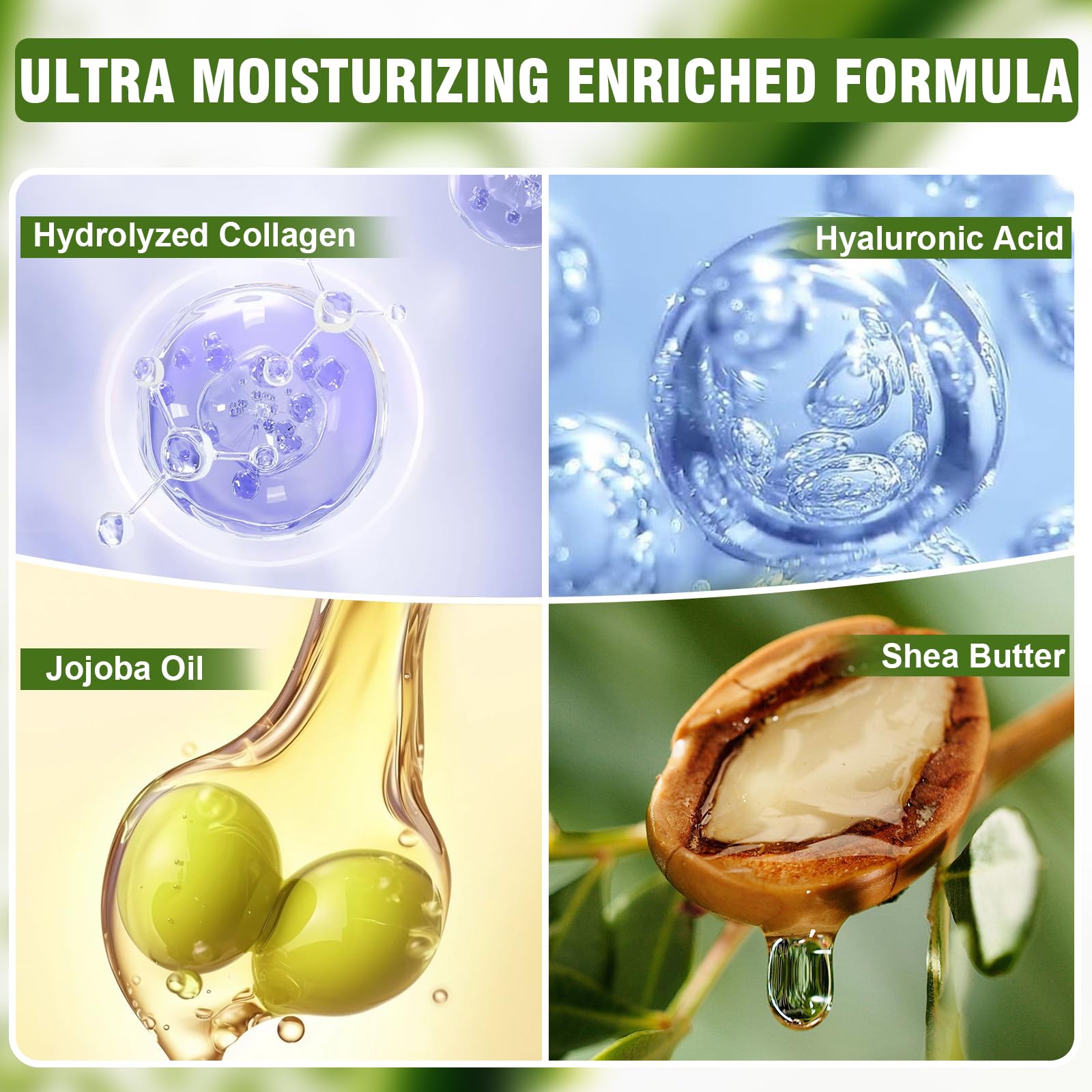 Intensely hydrating foot mask formula highlighting urea and vitamin E ingredients