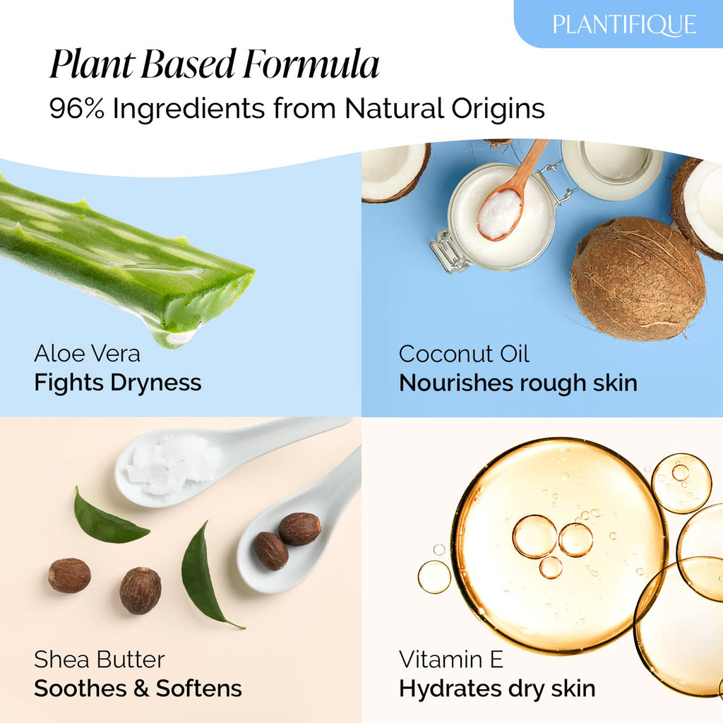 Close up of Plantifique foot mask key ingredients label