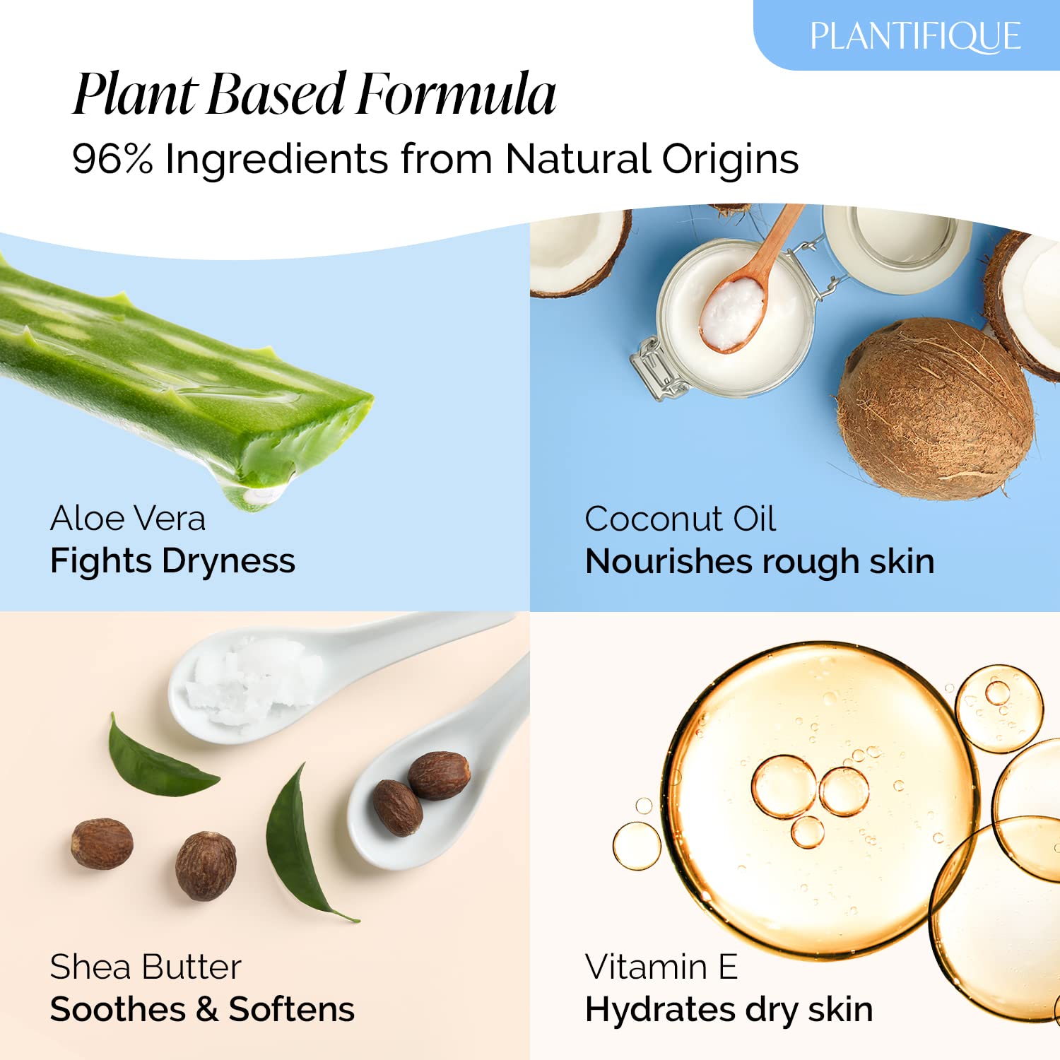 Close up of shea butter and coconut oil ingredients used in Plantifique foot masks