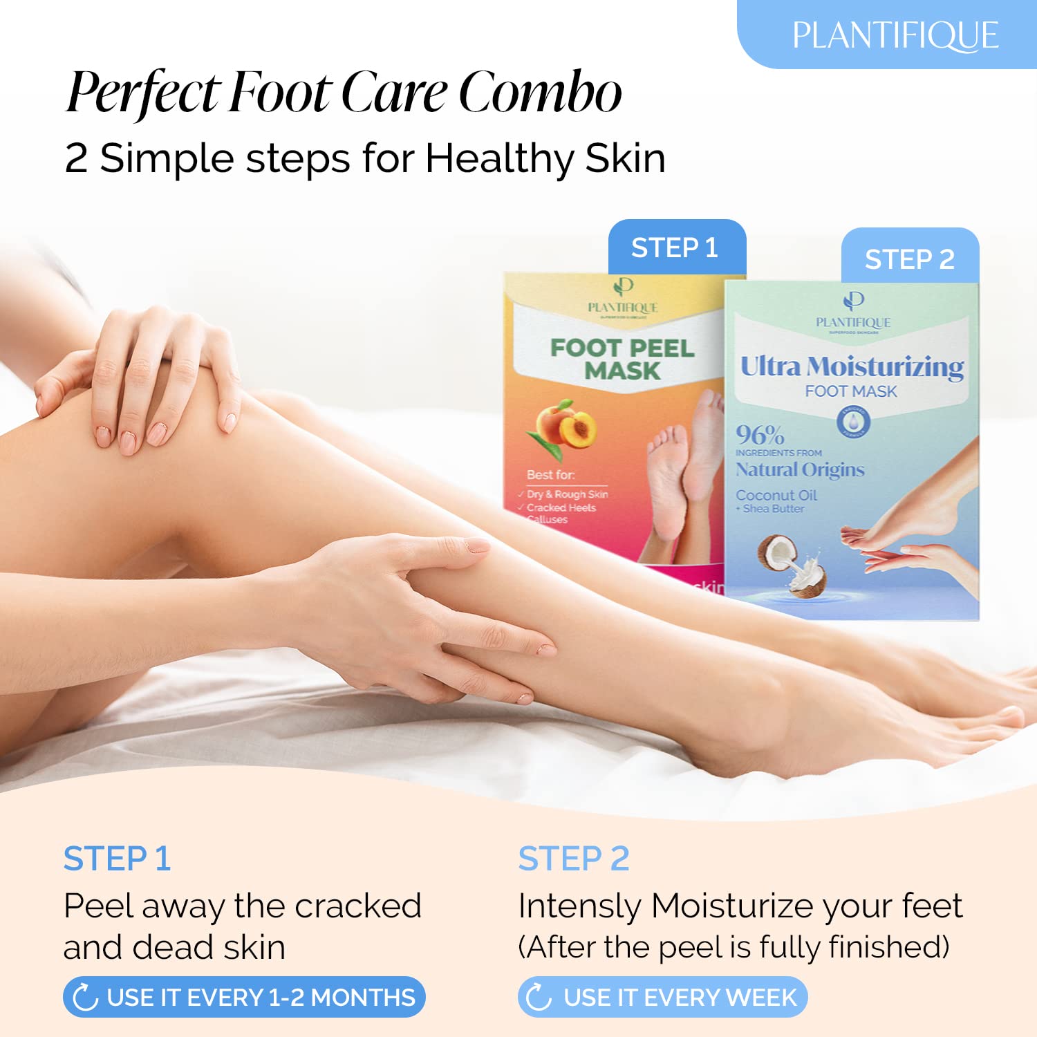 Plantifique foot mask results showing soft heels after intensive moisturizing