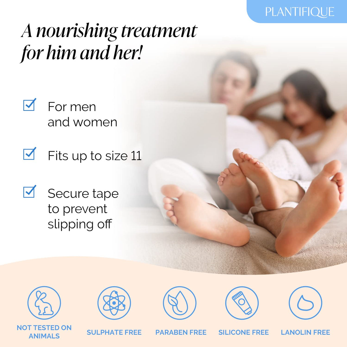 Open box showing individual Plantifique foot mask pairs