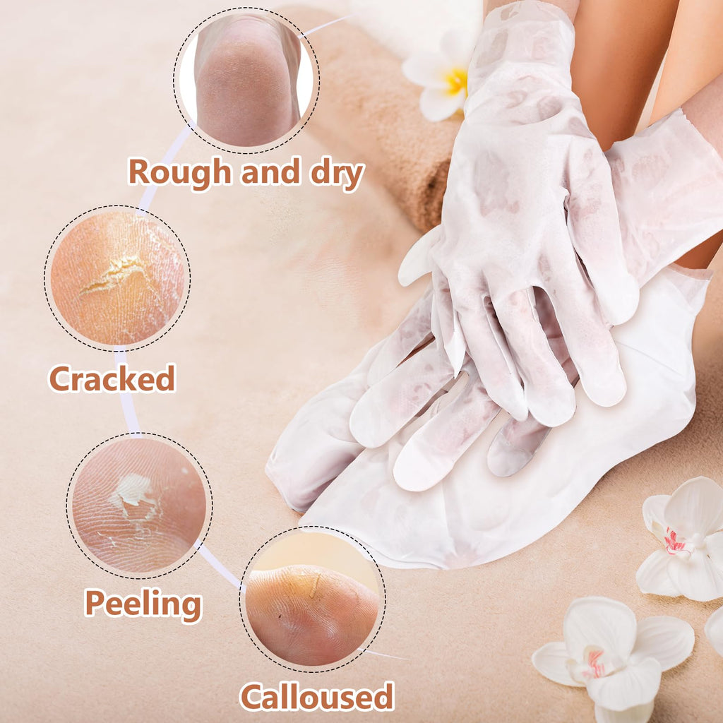 Close up of wearable glove and sock treatment packs