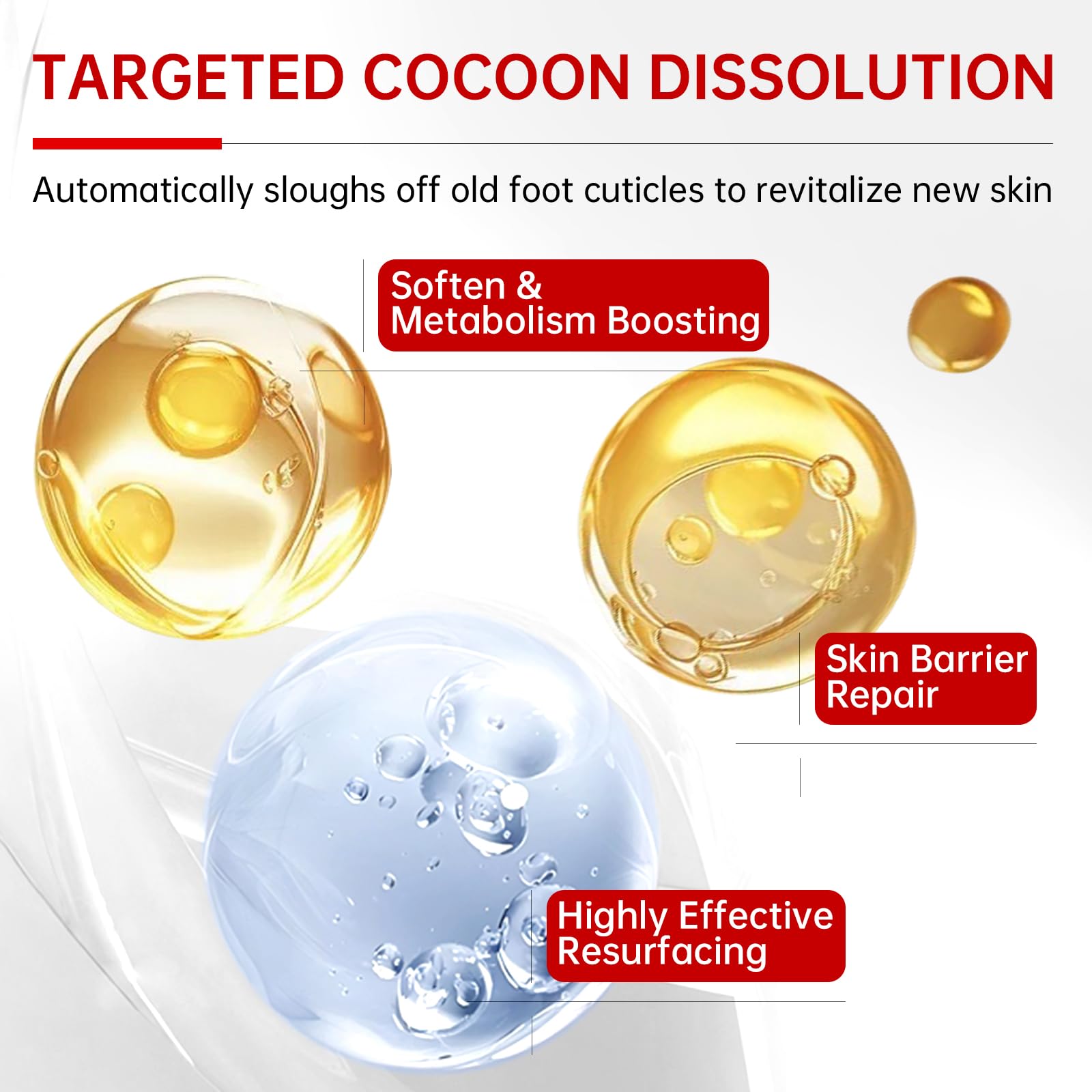 Hydrating foot peeling mask ingredients highlighting lactic acid and lavender flower extract