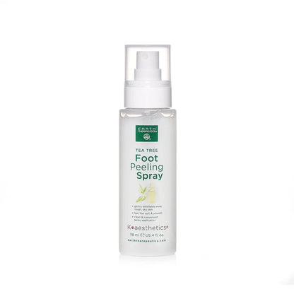 Foot peeling spray application on dry heels and rough skin.