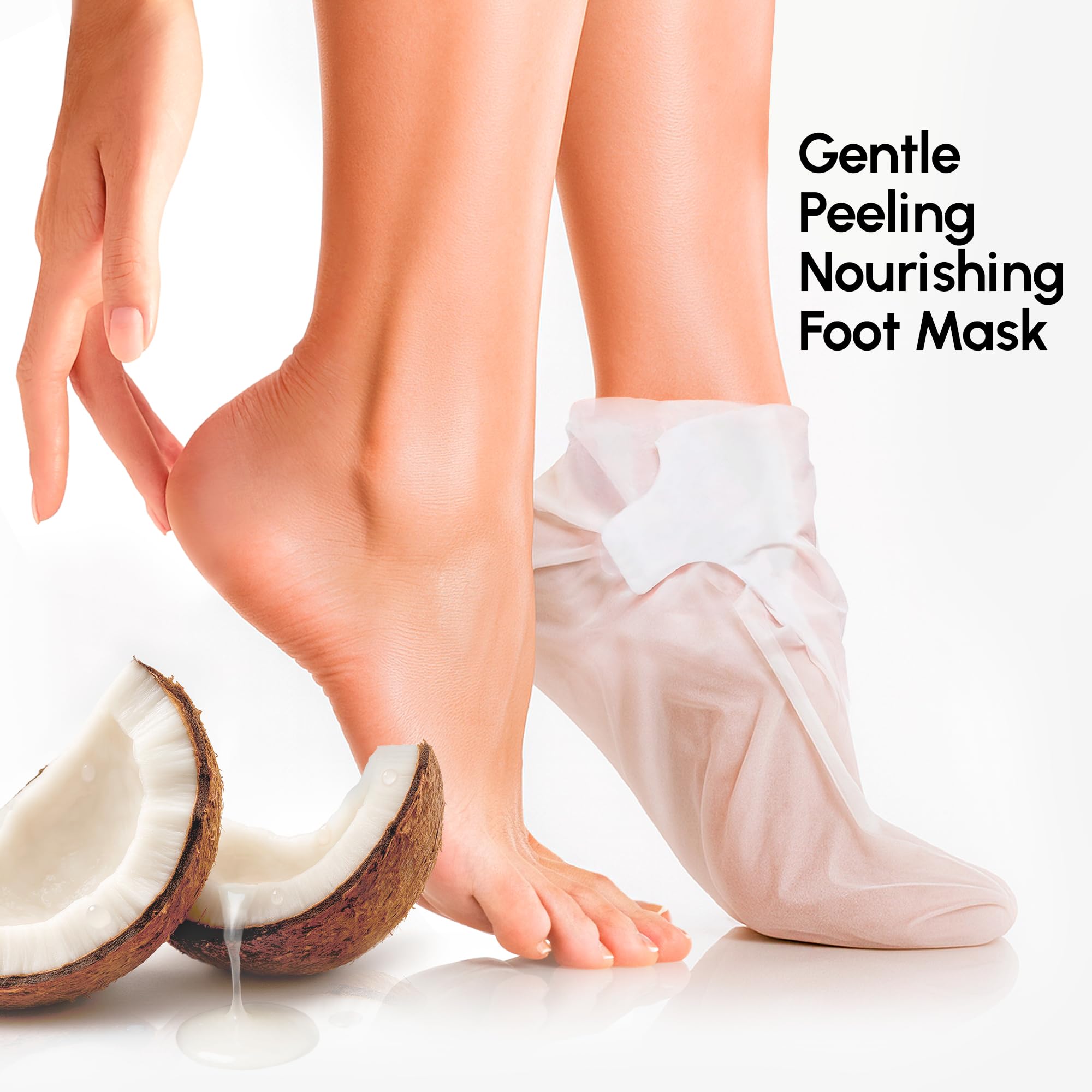 MAREE exfoliating foot mask socks applied on feet for salon-inspired spa care at home