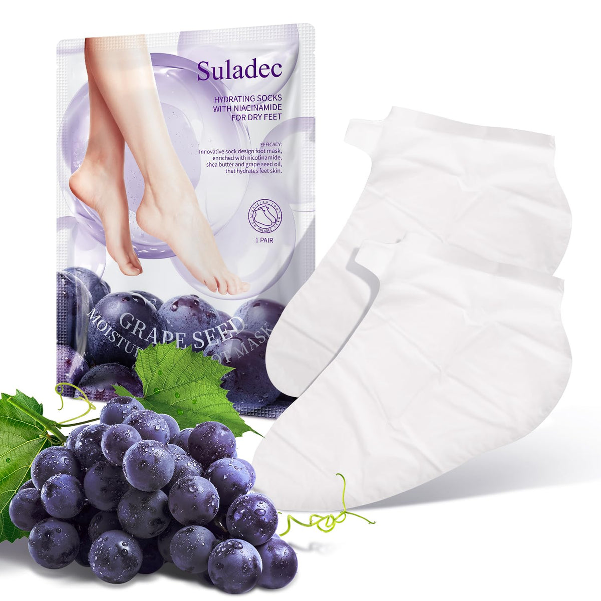 Suladec 7 pairs foot mask bundle display