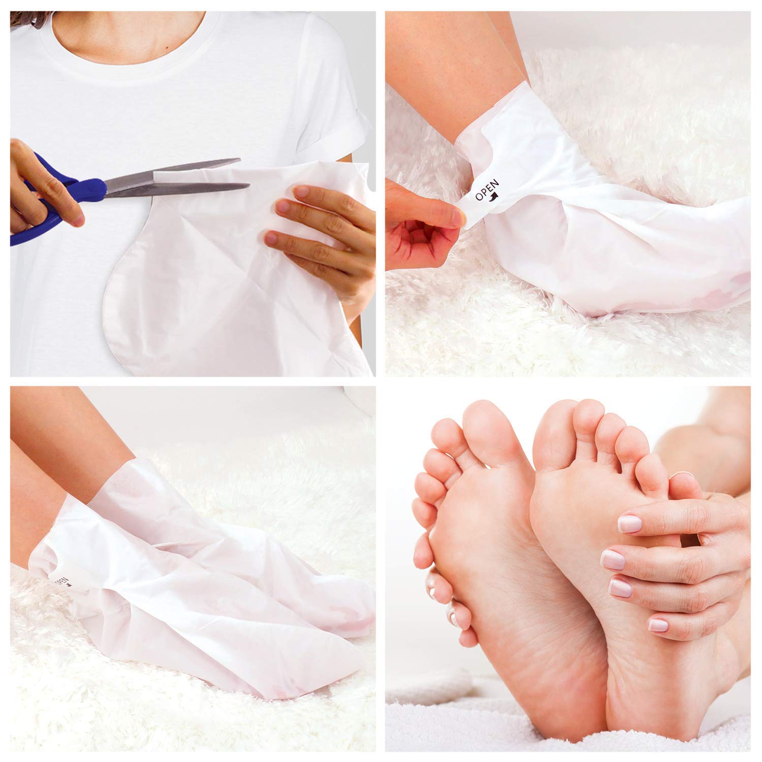 Before and after results of foot peel mask on cracked heels