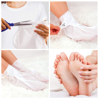 Before and after results of foot peel mask on cracked heels