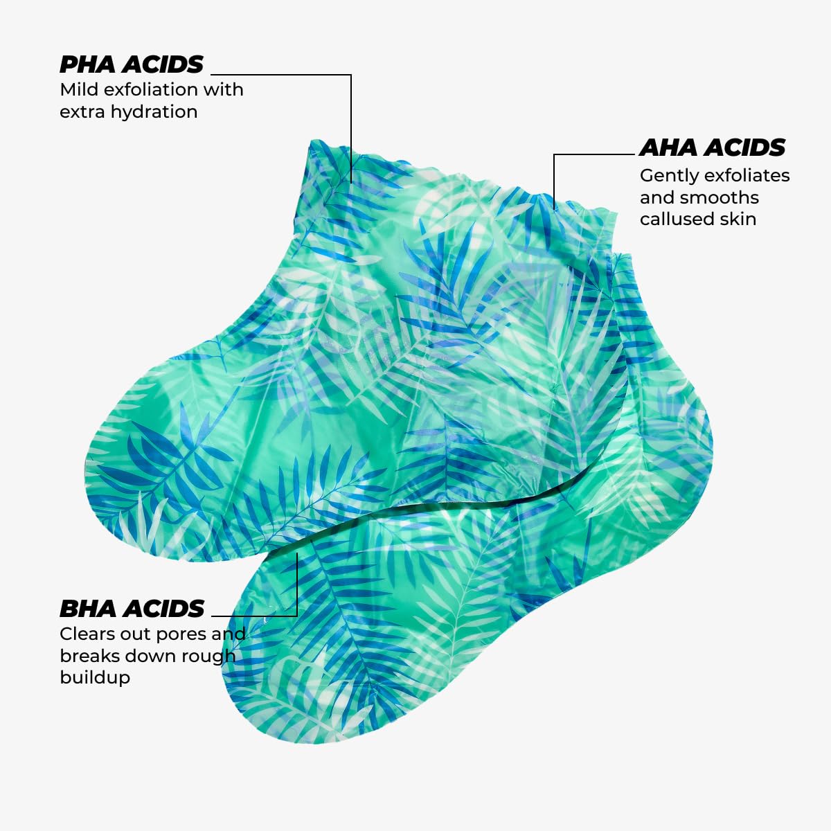 Close up of Vitamasques exfoliating booties for dry cracked feet removal.