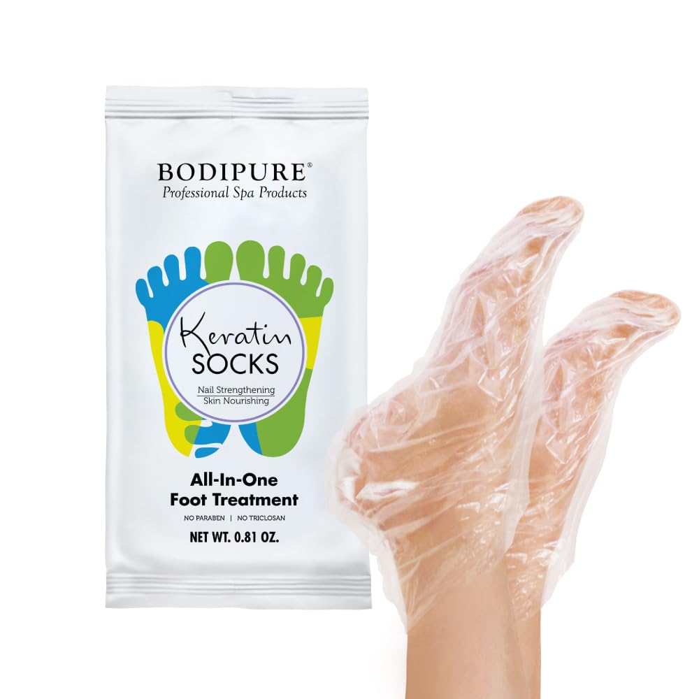 Disposable keratin socks for repairing dry cracked heels and softening skin.