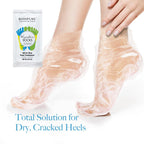 Close-up of foot mask packaging details and pack count