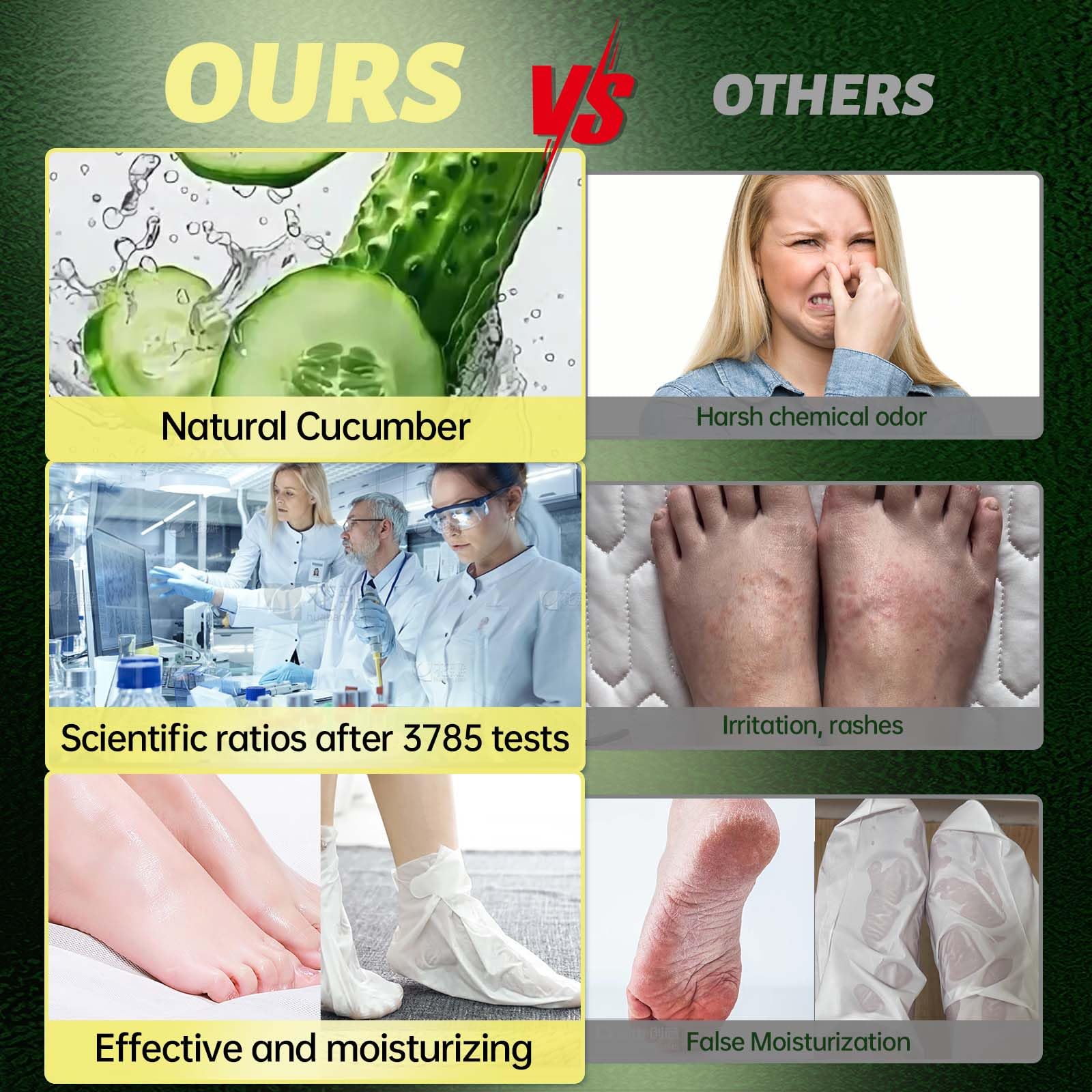 Fresh cucumber extract ingredient breakdown for hydrating foot care