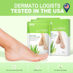 Close up of foot peel treatment packaging details for cracked heels