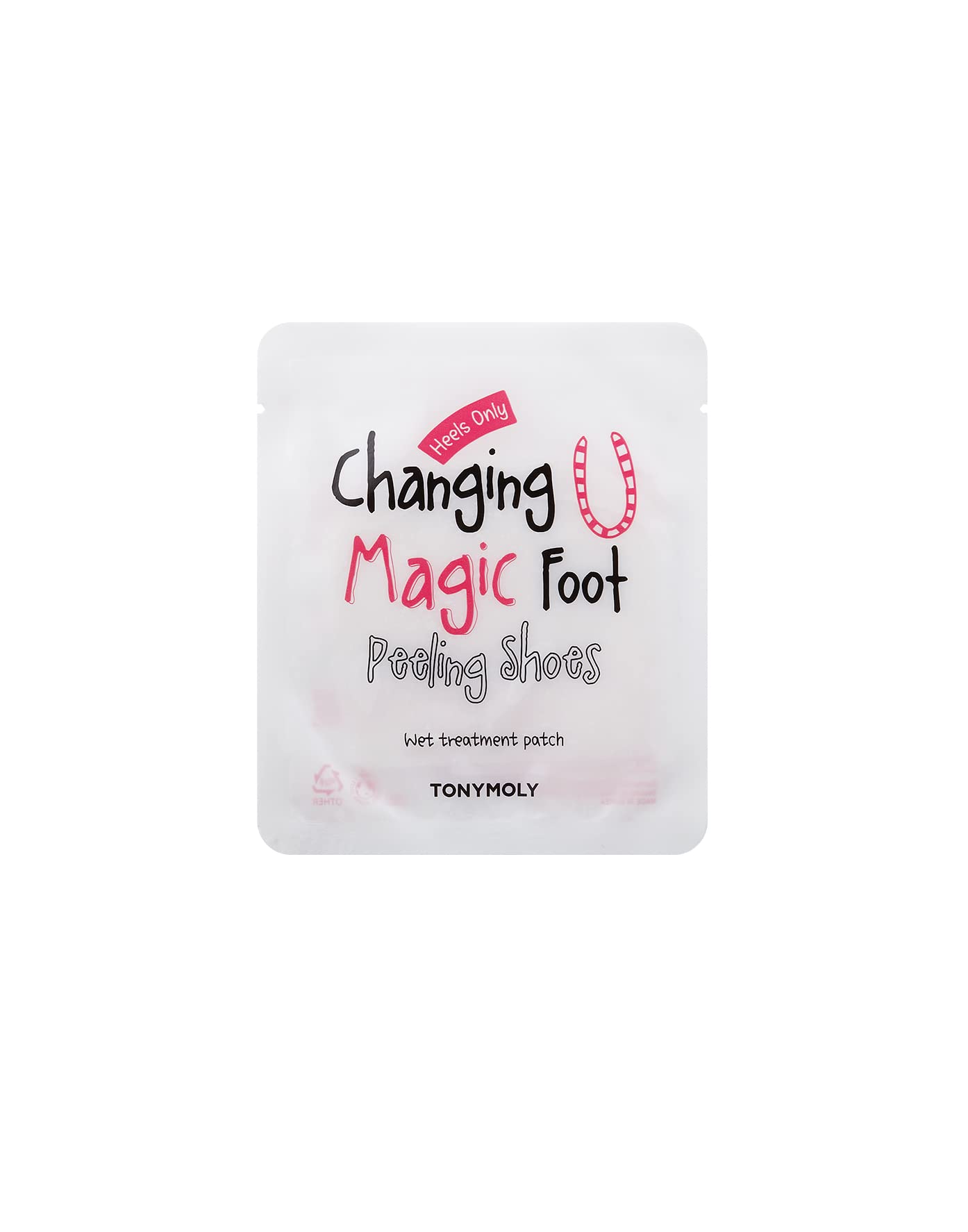 TONYMOLY exfoliating foot mask booties with watermelon extract for dry cracked heels.