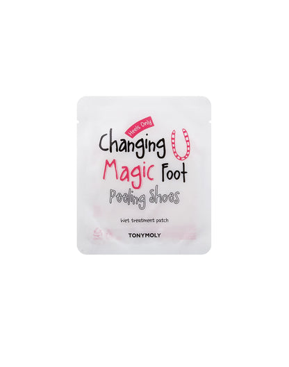TONYMOLY exfoliating foot mask booties with watermelon extract for dry cracked heels.