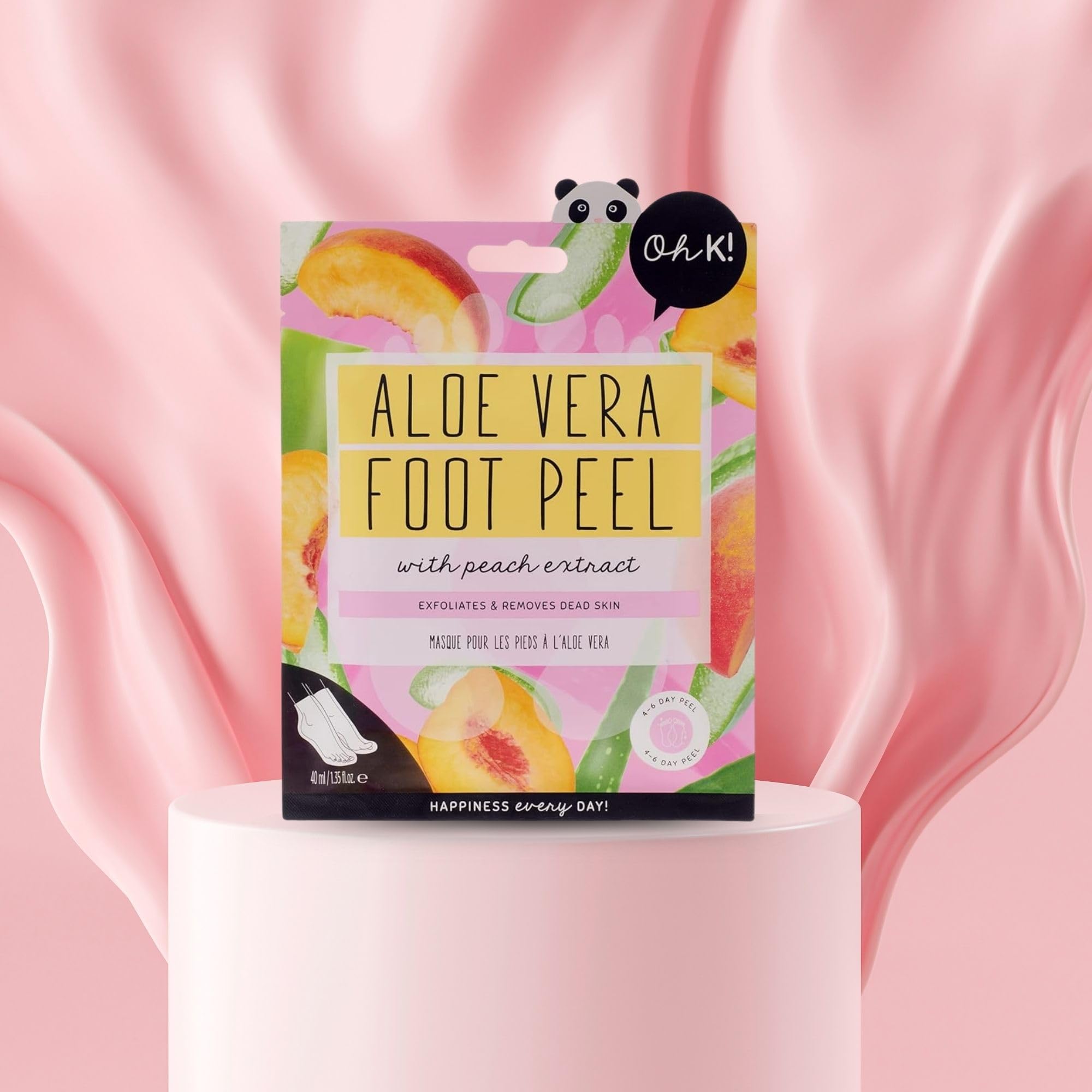 Detailed view of Oh K! Aloe Vera foot mask essence for hydration.